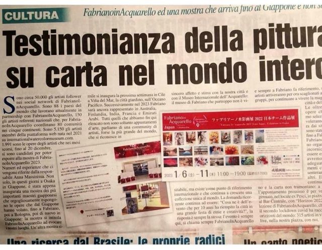 イタリアの新聞に掲載されました！〜2022年度ファブリアーノ日本チーム作品展