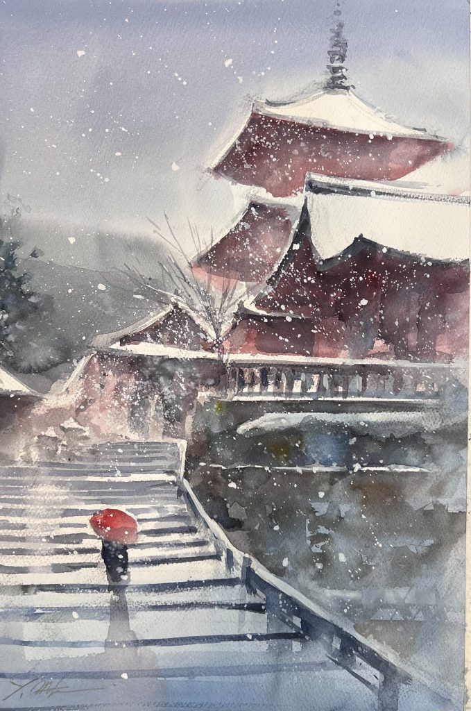 京都・清水寺の雪化粧