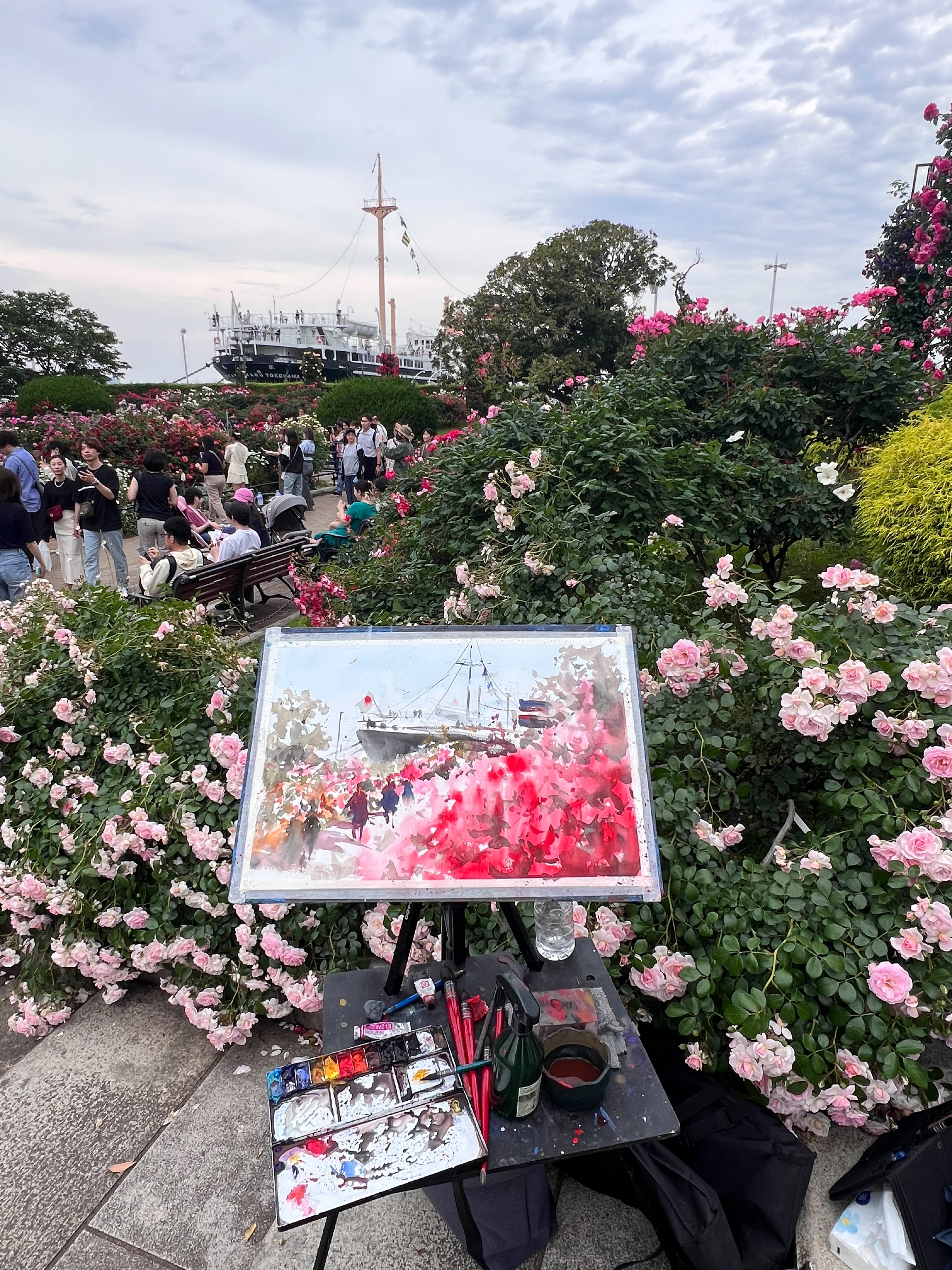 水彩画原画　氷川丸 7 ・横浜山下公園　＃658 水彩画原画 氷川丸 7 ・横浜山下公園 ＃658